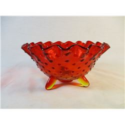 Fenton Orange and Yellow Hobnail Ruffle Edge Candy Dish