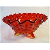 Image 3 : Fenton Orange and Yellow Hobnail Ruffle Edge Candy Dish