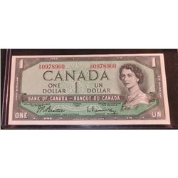 1954 Canadian $1 Banknote Beattie/Rasminsky UNC