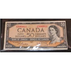 1954 Canadian $50 Banknote Beattie/Rasminsky