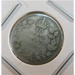 1920 Canadian King George Silver Dime