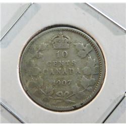 1907 Canadian Silver King George Dime