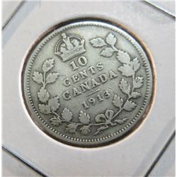 1913 Canadian Silver King George Dime