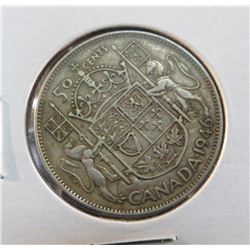 1946 Canadian King George Silver 50 Cent Coin