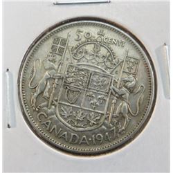 1947 Canadian King George Silver 50 Cent Coin