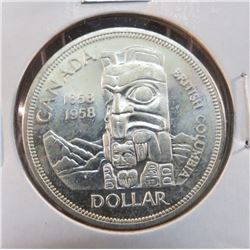 1958 Canadian Silver Totem Pole $1 Coin