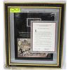 Image 1 : 1840 PENNY BLACK STAMP WITH CERTIFICATE OF AUTHENTICITY FRAMED