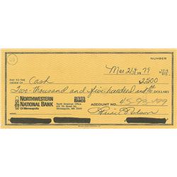 Prince Signed 1979 Check