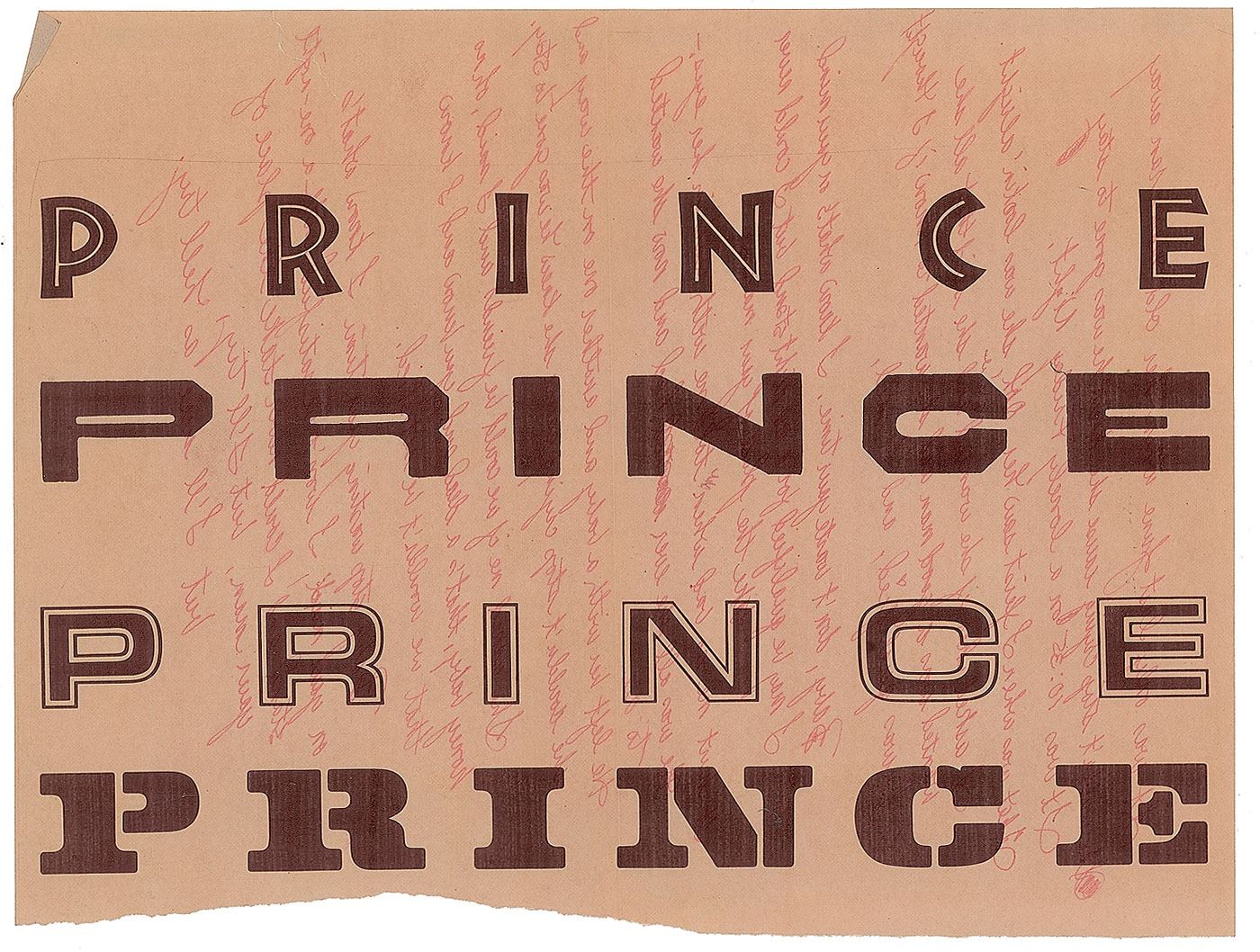 Prince Handwritten Lyrics for 'I Could Never Take the Place of Your Man'