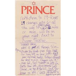 Prince Handwritten Notes on Personal Letterhead