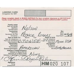 Prince Signed UK Customs Card