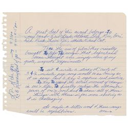 Prince Handwritten Signed Speech for the 1988 Minnesota Music Awards
