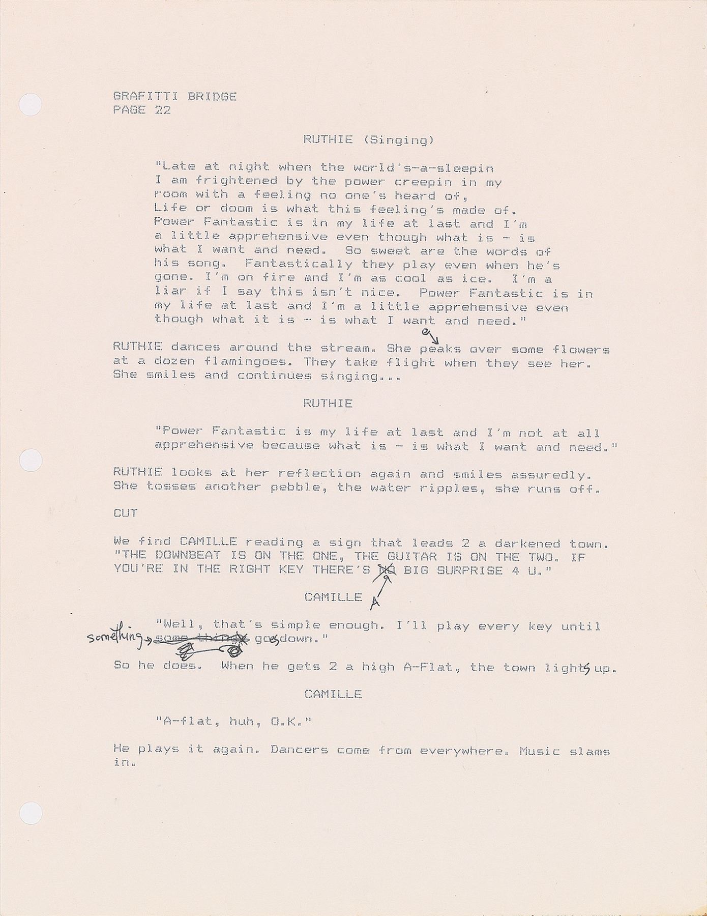Prince Graffiti Bridge Script with Handwritten Notes