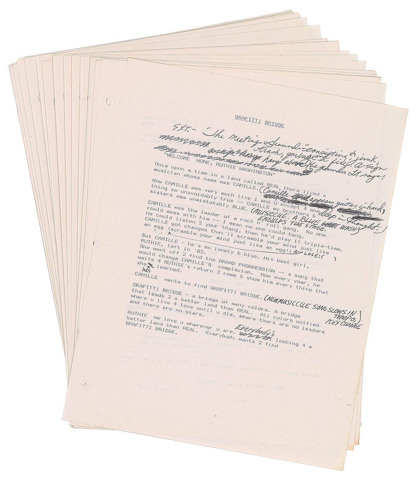 Prince Graffiti Bridge Script with Handwritten Notes