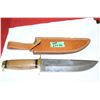 8" Damascas Blade w/Brown Wood Handle & Brass Guards