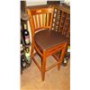 Image 1 : Bar-Height Chair  w/ Padded Seat, Wood Frame
