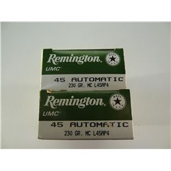 100 ROUNDS REMINGTON .45 AUTO 230 GRAIN FMJ