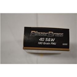 50 ROUNDS BLAZER BRASS 40 S& W 180 GRAIN FMJ