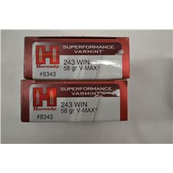 40 ROUNDS HORNADY SUPERFORMANCE VARMINT 243 WIN 58 GRAIN