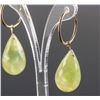 Image 2 : 14k Briolette Yellow Quartz Sleeper Hoop Earrings