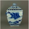 Image 1 : 18/19th C. Blue & White Square Porcelain Jar Cover