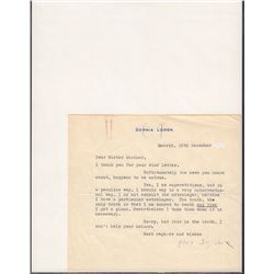 Sophia Loren Signed Letter