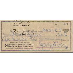 Jerry Lewis Signed Personal Check