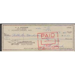 C. L. Fender Original Signed Check