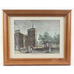 19thc Hand-colored Print, Independence Hall, PA
