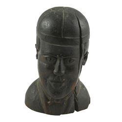 19thc Carved Wooden Head Sporting Figure