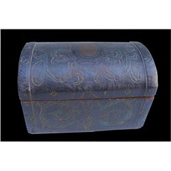 19thc Oilcloth Wooden Trinket Box