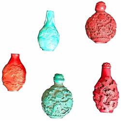 Set of Molded Snuff Medicine Bottles