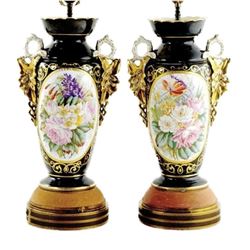 Early 20thc Pair of Paris Porcelain Vases, Lamps