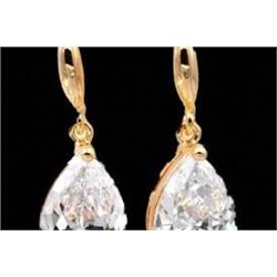 18K Gold Plated Clear Cubic Zirconia CZ Wedding Bridal Drop Dangle Earrings