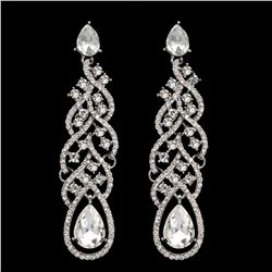 Rhodium Plated Clear Crystal Rhinestone Wedding Drop Dangle Earrings