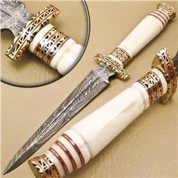 Beautiful custom hand made Damascus steel hunting dagger knife work of art