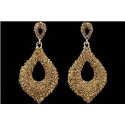 18K Gold Plated GP Golden Crystal Rhinestone Drop Chandelier Dangle Earrings