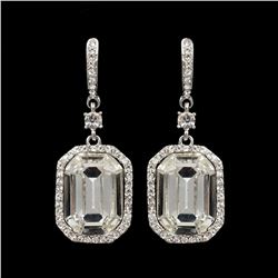 Rhodium Plated Clear Crystal Rhinestone Wedding Drop Dangle Earrings