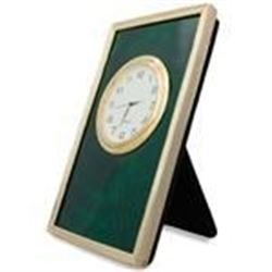5" Faberge Green Enameled Guilloche Rectangle Russian Antique Style Clock