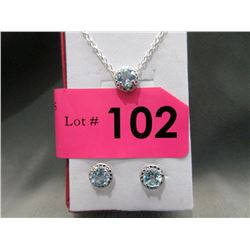 New Blue Topaz & Diamond Necklace & Earring Set