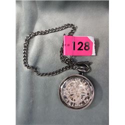New Wind Up Mechanical Skeleton Watch with Chain