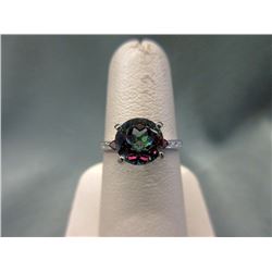 Stunning Garnet & Mystic Topaz Solitaire Ring