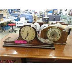 2 Vintage Mantle Clocks - One Has No Glass