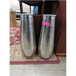 Pair of Silver Tone Metal Floor Vases