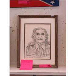 Signed Marie Stoney Chief Dan George Pencil Sketch