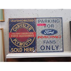 2 New Tin Signs with Vintage Images