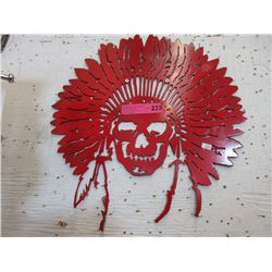 Sheet Metal Indian Skull Wall Plaque