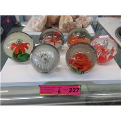 6 Art Glass Paper Weights