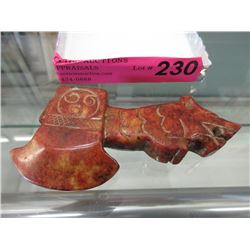 Hand Carved Jade Mini Axe With Dragon Design