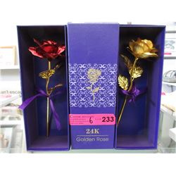 6 New 24 KT Gold Plated Metal Roses